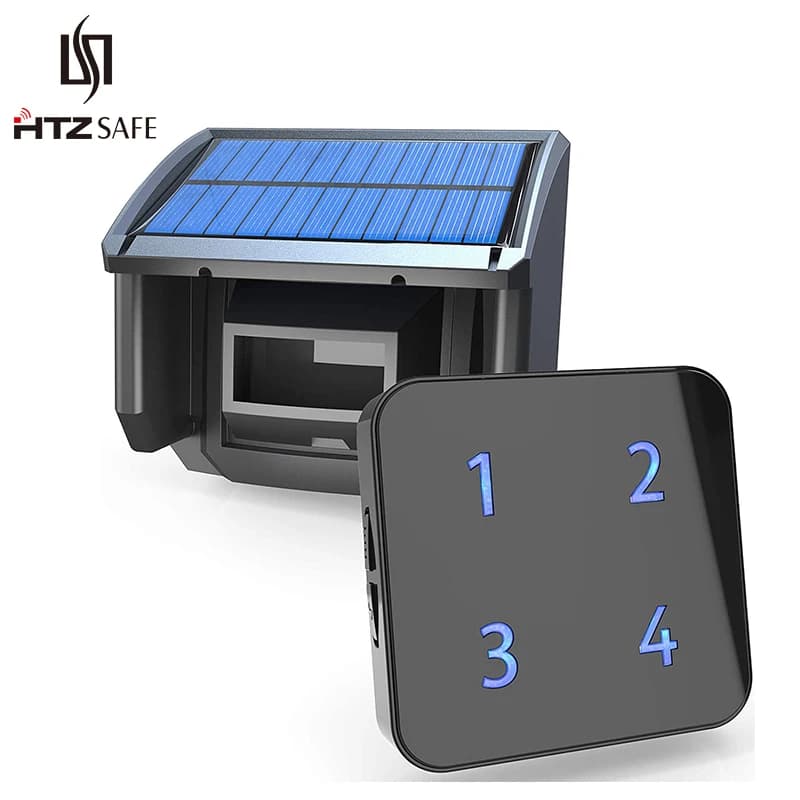 HTZSAFE 400 mètres solaire sans fil allée alarme extérieure résistant aux intempéries capteur de mouvement et détecteur bricolage système d'alerte de sécurité
