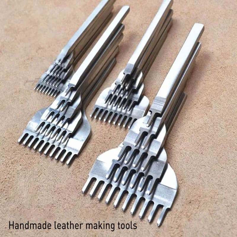 Outil de poinçonnage manuel en cuir tanné végétal, bricolage, fabriqué en acier blanc, artisanat, fourchette de polissage, couture en dentelle