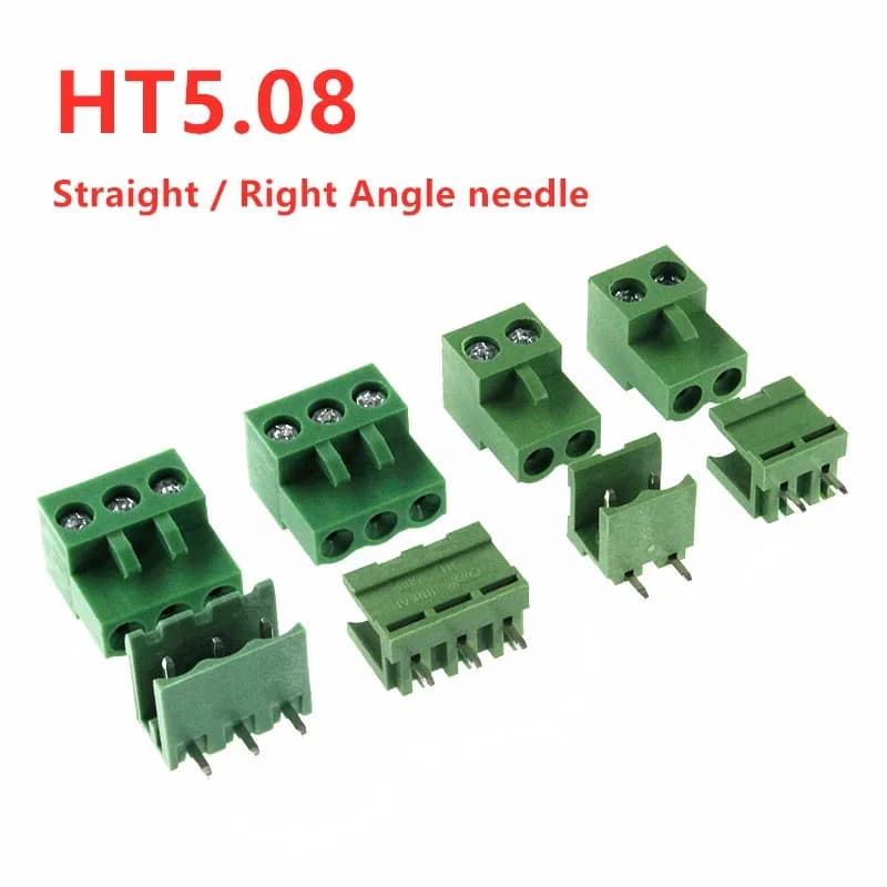 5 jeux de borniers PCB enfichables à vis HT5.08, pas de 5.08mm 2/3/4/5P 6P 8P, broche droite/Angle droit, connecteur Bornier enfichable