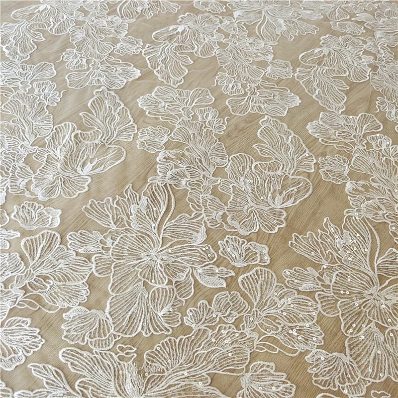 Robe de mariée en dentelle de qualité supérieure, tissu avec paillettes, 130cm de largeur, vente par yard