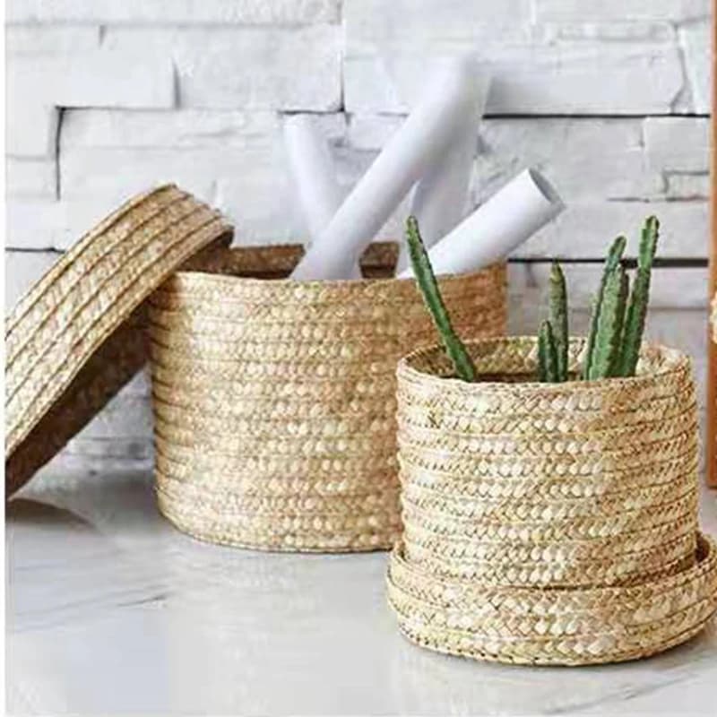 Zerolife-mir de rangement de bureau avec couvercle, boîte d'organisation polyvalente, collation tissée en paille, petit jouet, boîte cadeau à la main, évaluation, 1 pièce