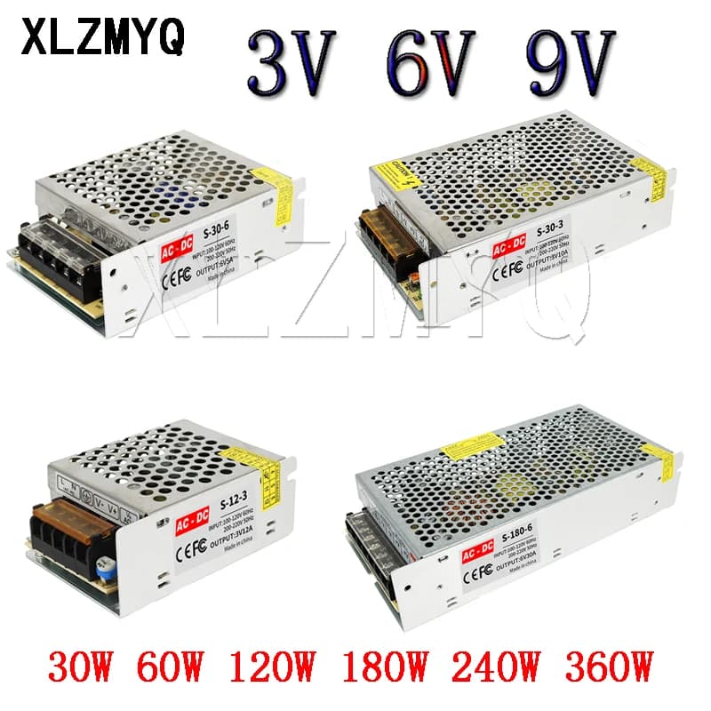 Transformateur d'éclairage AC110V-220V à DC 3V 6V 9V, adaptateur d'alimentation 2 3 4A 5A 10A 15A 20A 30A 50A 60A, pilote de commutateur de bande LED