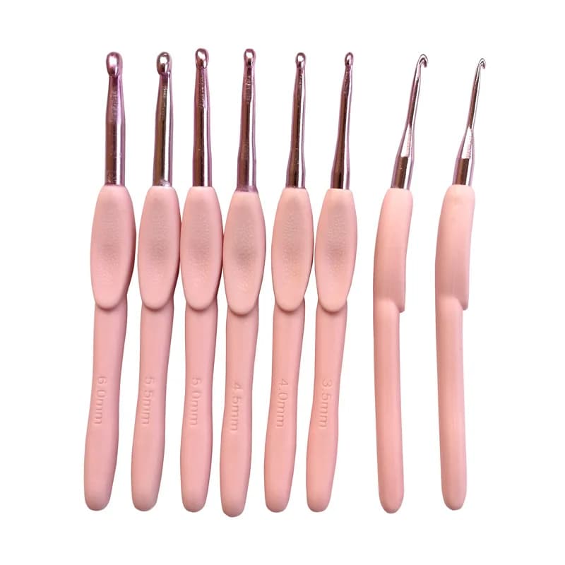 Ensemble ergonomique en aluminium pour crochet, poignée en caoutchouc souple, baume rembourré, 2.0-6.0mm, 8 pièces