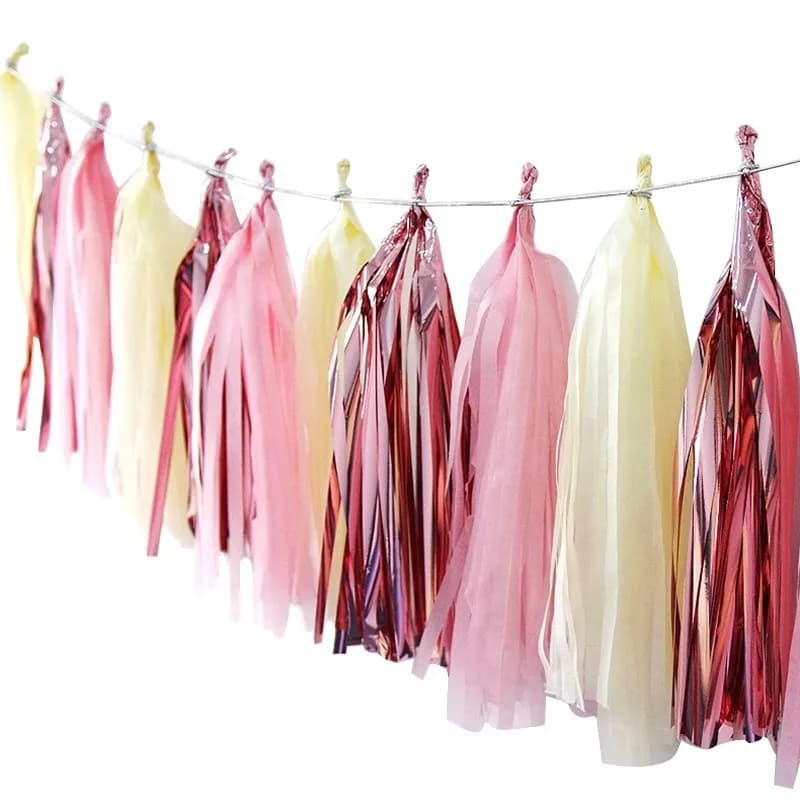 Guirxiété de pompons en papier de soie, bannière brillante, fournitures de décoration de fête, mariage, anniversaire, patients, baby shower, kit de bricolage