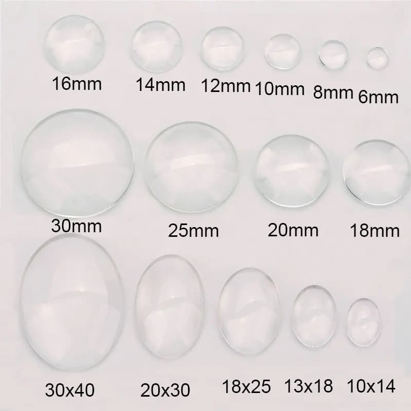 Cabochon en verre ovale rond à dos plat, camée 6mm 8mm 10mm 12mm 14mm 16mm 18mm 20mm 25mm 30mm pour bricolage, résultats de fabrication de bijoux, 1 paquet