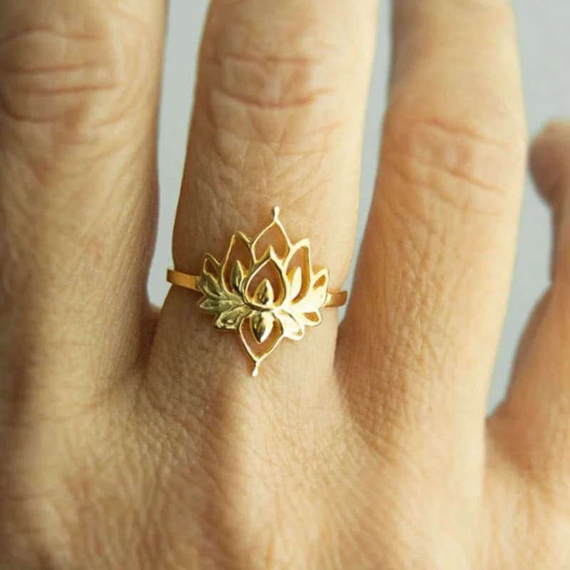 Bagues fleur de Lotus pour femmes, en acier inoxydable, couleur argent, Bague de mariage Vintage, bijoux de saint valentin