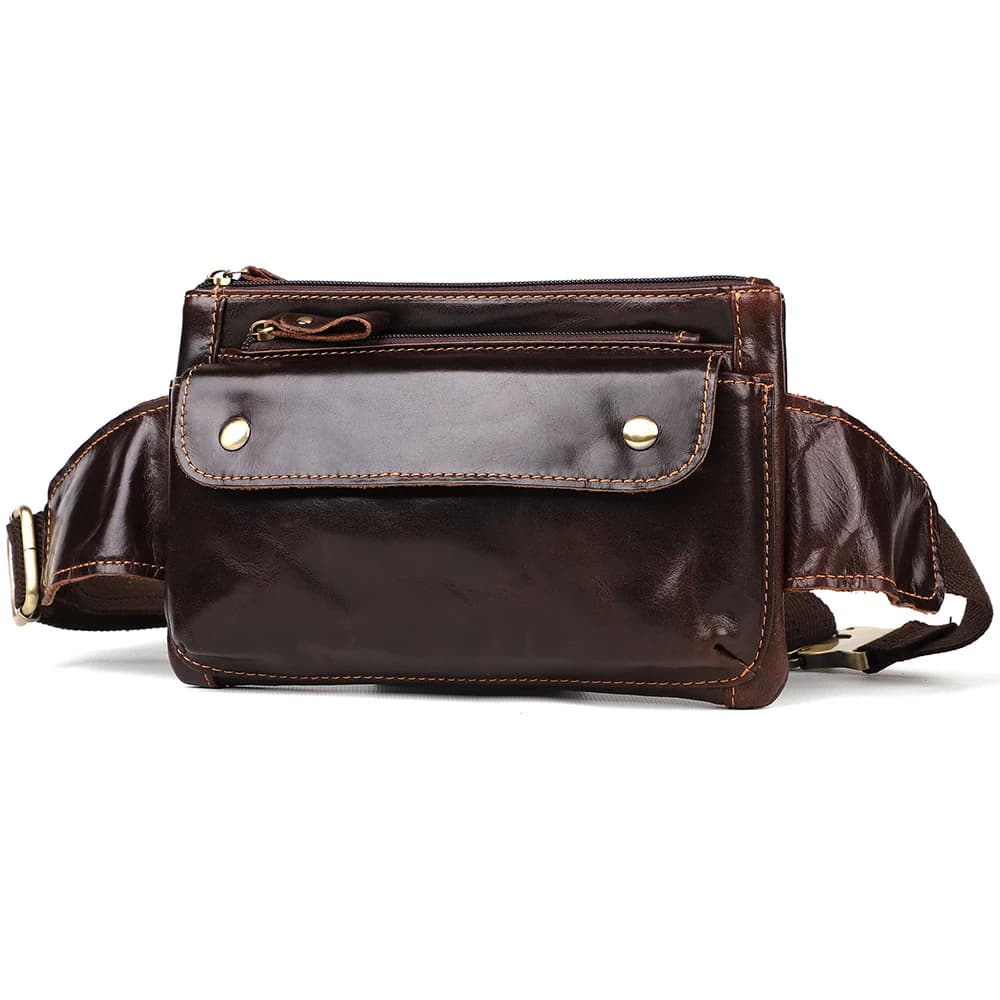 YIR-Sac banane vintage en cuir de vache pour homme, petit sac de poitrine décontracté pour téléphone portable, ceinture en poudre, voyage et course