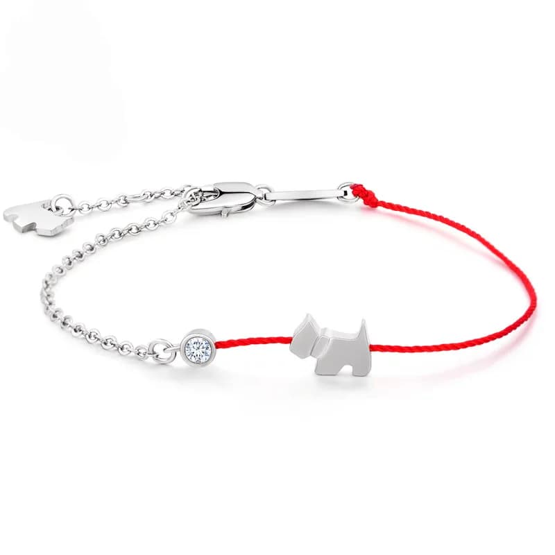 Bracelet à breloques en argent Sterling S925 pour chien et cochon, chaîne rouge réglable, bijoux pour femmes, cadeau pour amoureux des animaux de compagnie, Bracelets d'animaux mignons