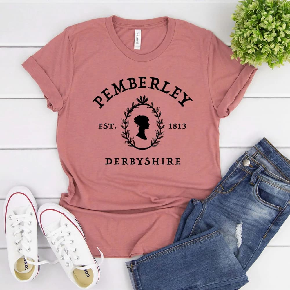 T-shirt Jane Austen Orgueil et préjugés, T-shirts Pemberley, T-shirts pour les amoureux des livres, Hauts féministes vintage