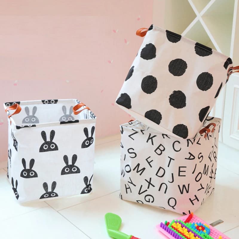 Panier à linge pliable Zerolife 33x35, panier de rangement pour articles divers, imprimé mignon, conteneur pour cosmétiques, panier de rangement en coton et lin, organisateur de bureau