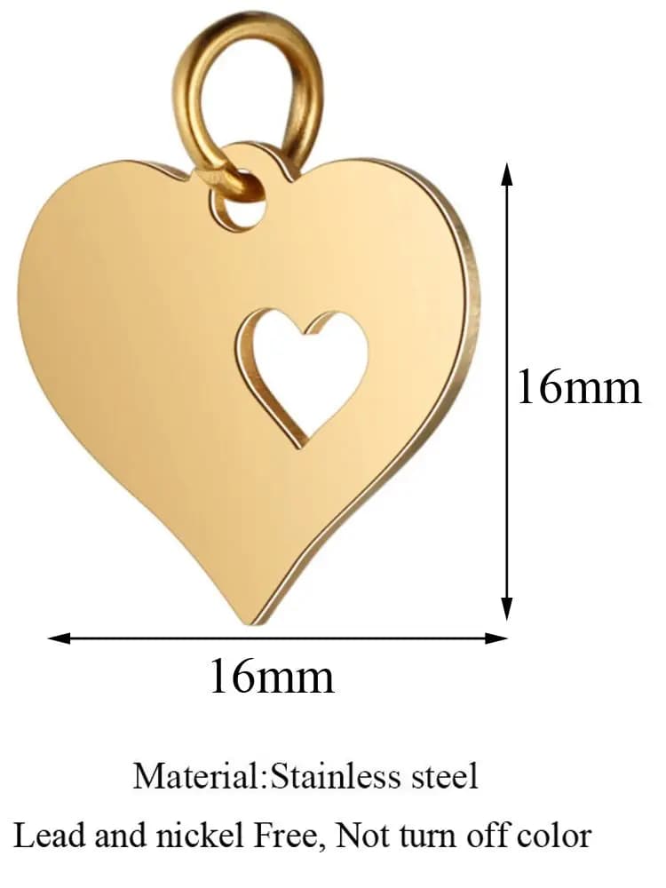 Breloques en forme de cœur en acier inoxydable, 10 pièces/lot, collier, Bracelet, fabrication de bijoux à main, vente en gros