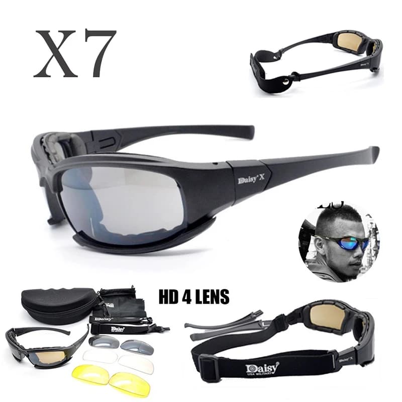 Lunettes tactiques polarisées, lunettes de protection pour airsoft, randonnée, cyclisme, chasse, lunettes de soleil pour hommes, 4 verres