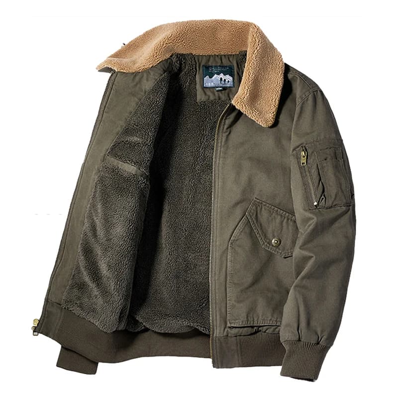 DITING I-Blouson Bombardier avec Col en Fourrure pour Homme, Vêtement Décontracté, Chaud, Rétro, Militaire, à la Mode, Hiver