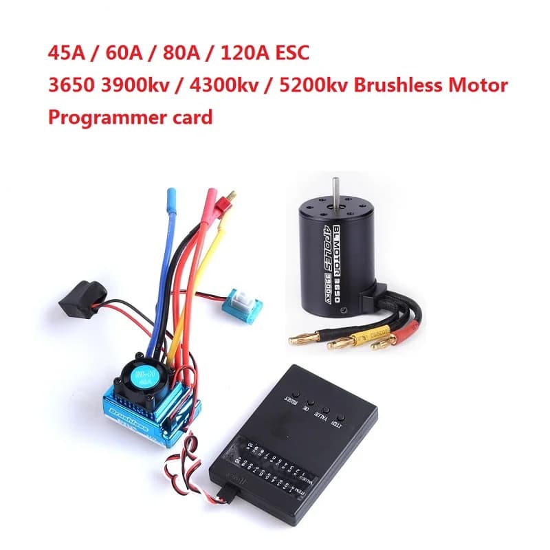 Moteur sans balais 3650 3900kv 4300kv 5200KV/45A 60A 80A 120A, contrôleur de vitesse électrique ESC sans balais, anti-poussière pour voiture RC 1:10