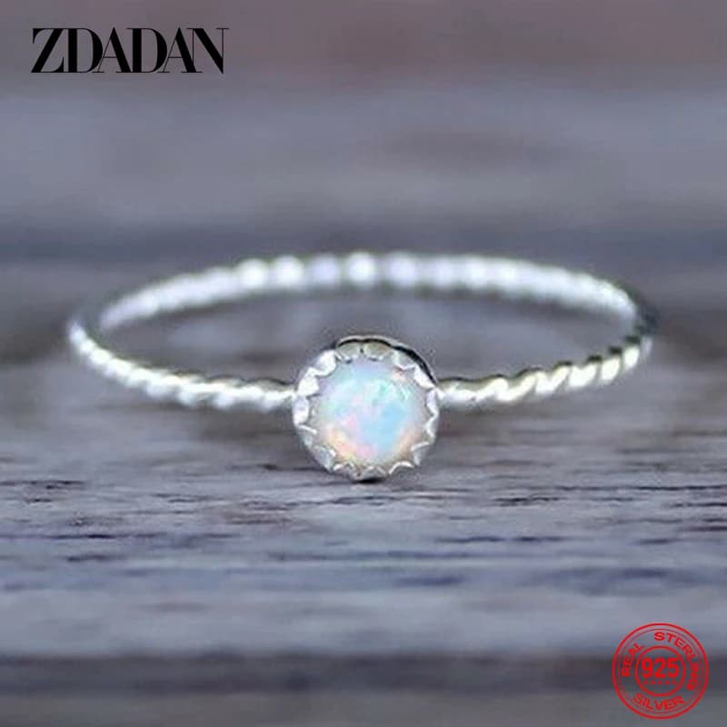 ZDADAN-Bague opale en argent regardé 925 pour femme, bijoux de mariage, cadeau de fête