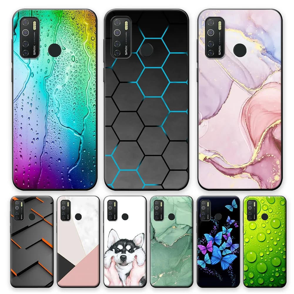 Coque de protection antichoc en Silicone souple pour Tecno Spark 5 Pro, motif géométrique, 6.6