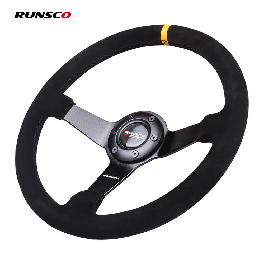 Volant de voiture universel, daim, cuir véritable, simulateur de jeu de course à la dérive, 350mm, 14 pouces