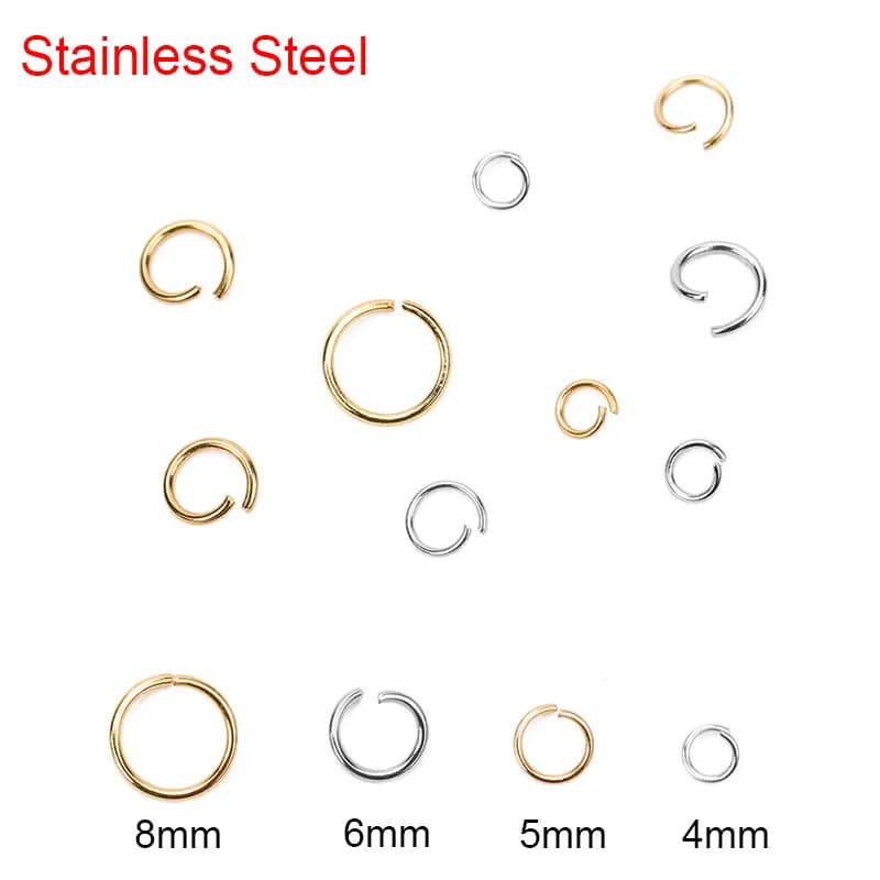 Lot d'anneaux ouverts en acier inoxydable pour diabétique, lot en vrac, anneaux fendus dorés, connecteurs pour bijoux de bricolage, accessoires de direction, 4mm, 5mm, 6mm, 8mm, 100 pièces