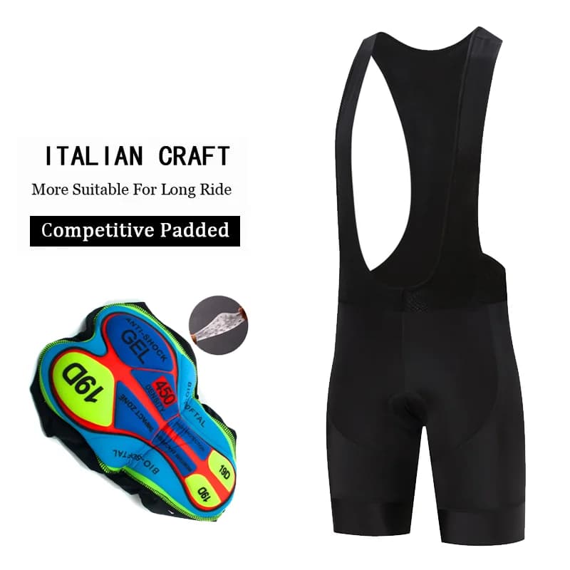 Short bavoir de vélo noir complet pour hommes, vêtement d'extérieur, de cyclisme 19D Coolmax, rembourré en Gel, pour l'équitation