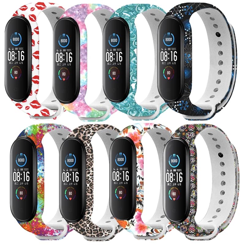 Bracelet d'impression coloré pour montre intelligente Xiaomi Mi Band 9 8 7, en Silicone souple, léopard, accessoires mi band 6 5 4 3