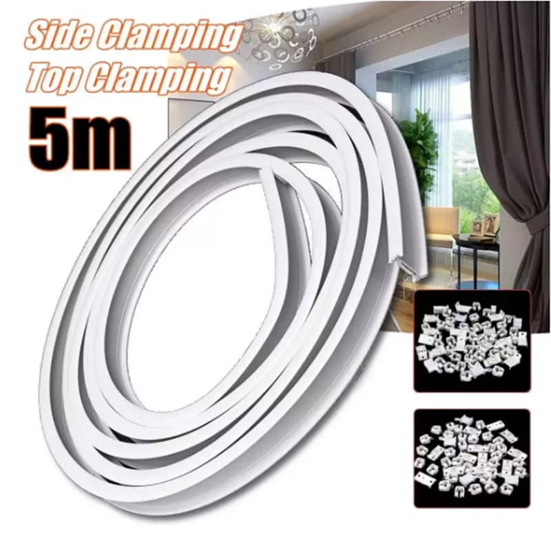 Rail de Rideau Flexible Monté au Plafond, Glissière Droite, Fenêtres, délégations, Plastique Pliable, Maison, Accessoires de Décoration, 5m