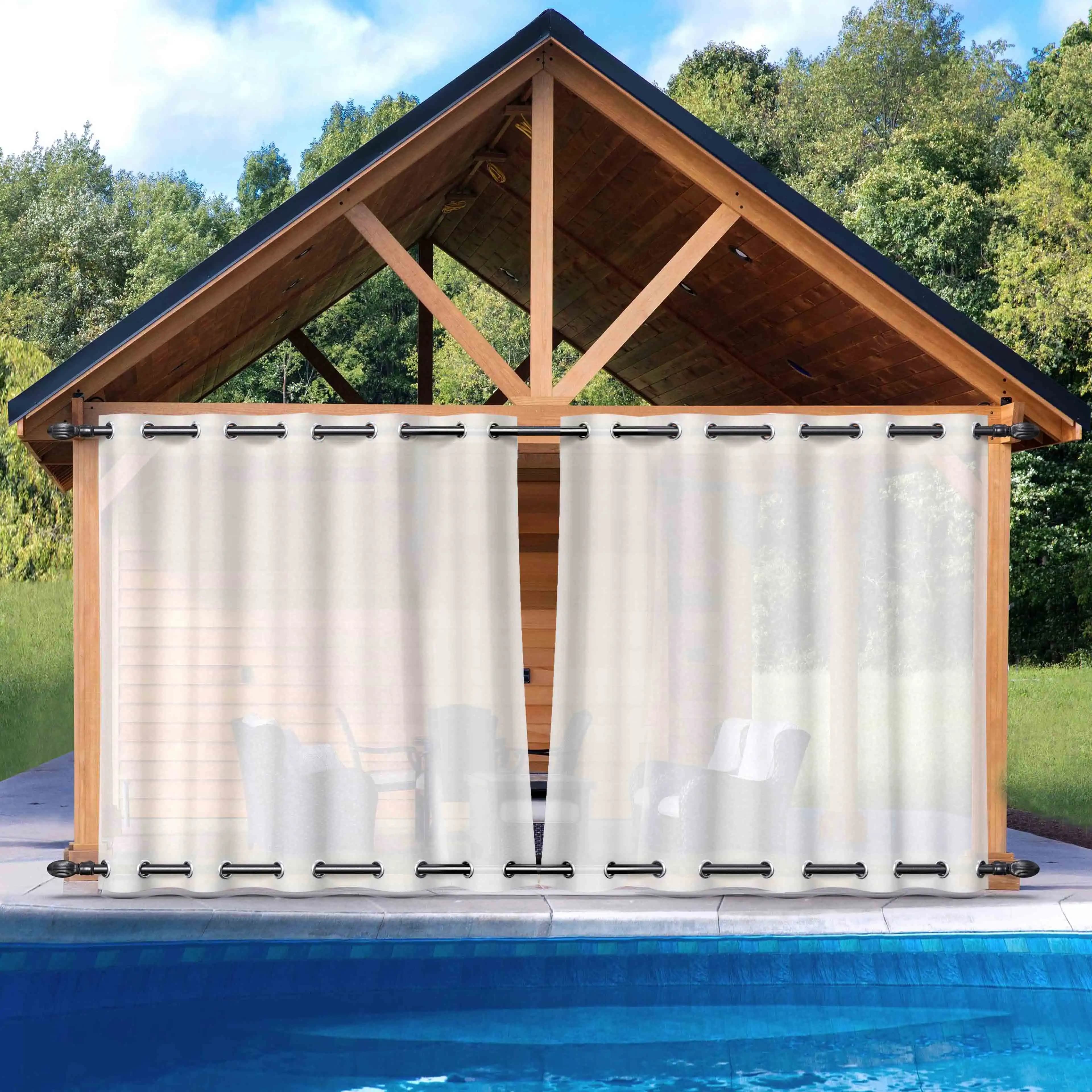 Rideaux transparents d'extérieur, stores à auvent imperméables pour la vie privée, porche, gazebo, terrasse et pergola