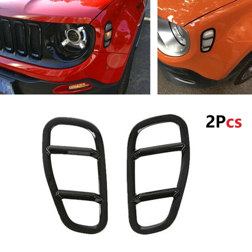 Protecteur de phare latéral noir, 2 pièces, garniture décorative pour Jeep Renegade 2015 – 2019, accessoires extérieurs de voiture