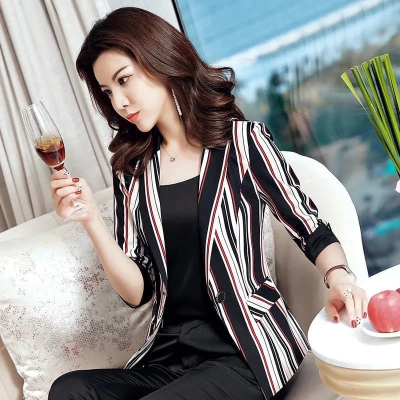 Blazer Slim Fit rayé pour femme, veste de rue frite, petite veste trempée, mince, mode féminine, été, A105, 2022