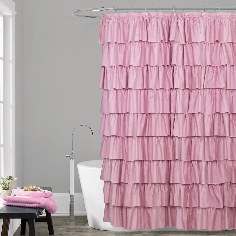 Rideau de douche à volants en dentelle blanche, décoration d'intérieur, imperméable, polyester, accessoires décoratifs, idéal pour les douches et les baignoires