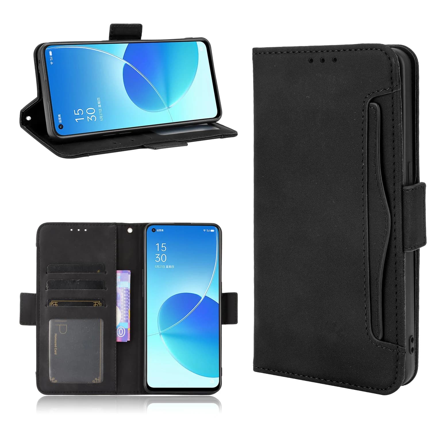 Étui en cuir à rabat pour OPPO Reno 6 5G, portefeuille de qualité supérieure, avec fentes multi-cartes, pour Oppo Reno 6 Pro Plus 5G
