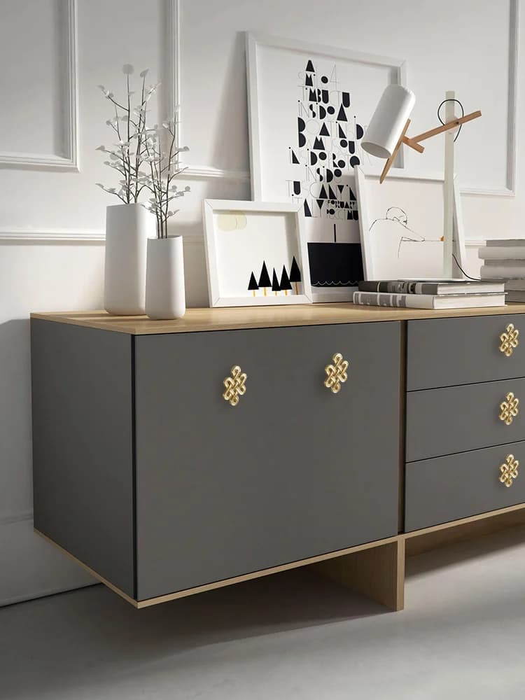 Noeud chinois en laiton Foy pour meubles, boutons de porte dorés modernes, armoire, cuisine, planche Chi, Cisco, MELPulls, maison