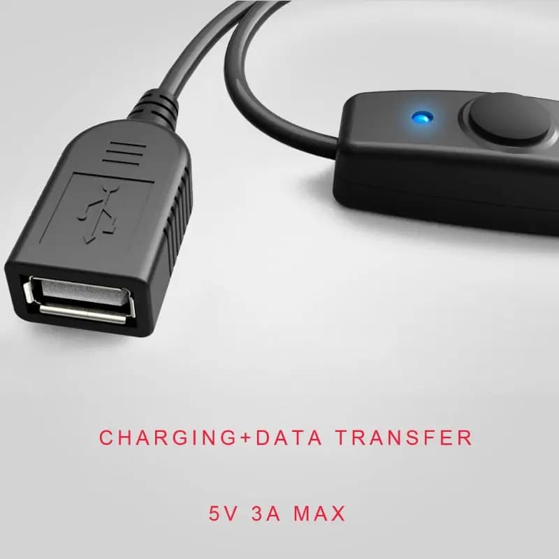 Rallonge de synchronisation de données USB 2022, câble d'extension avec interrupteur ON/OFF, indicateur LED pour Raspberry Pi, PC, ventilateur, lampe LED, 2.0