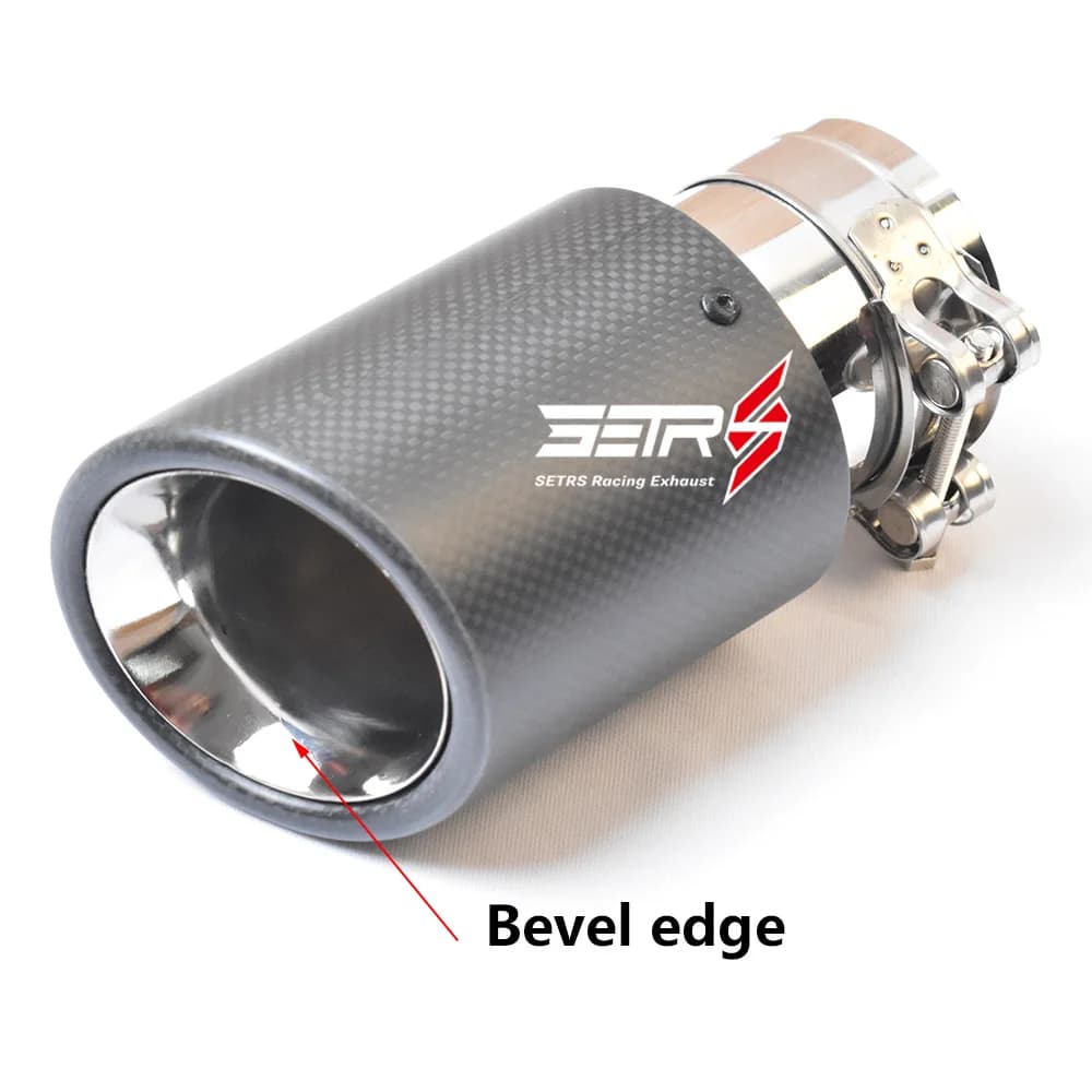 Embout de silencieux en acier inoxydable pour toutes les voitures, modification universelle, bord biseauté bouclé simple, tuyau d'accès, couvercle entièrement en fibre de carbone