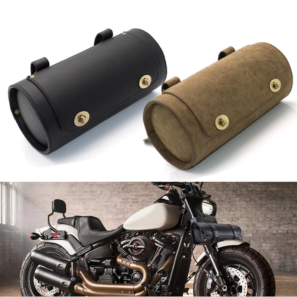 Sac de moto sacoches en cuir PU fourche avant queue sac à outils bagages pour Harley Chopper Bobber Cruiser Sportster XL 883 1200