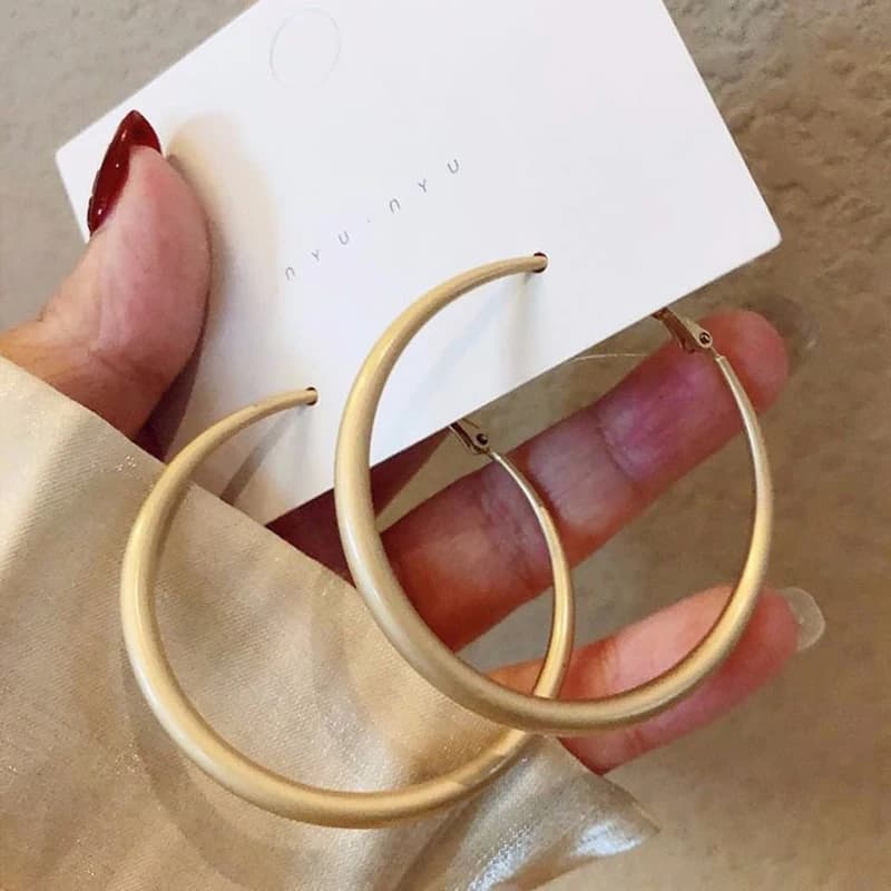 BLIJERY mode couleur or mat grandes boucles d'oreilles tempérament rond cercle boucle d'oreille pour les femmes rétro bijoux cadeau