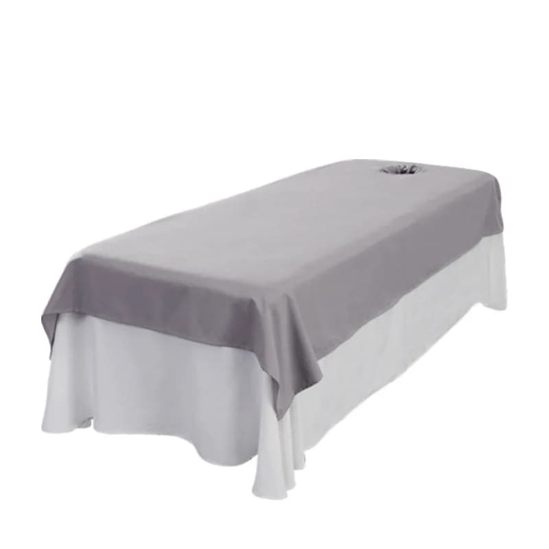 1 pièce Housse de table de massage en coton uni pour salon de beauté et SPA, anti-rétrécissement, douce au toucher, respectueuse de la peau, avec ou sans trou
