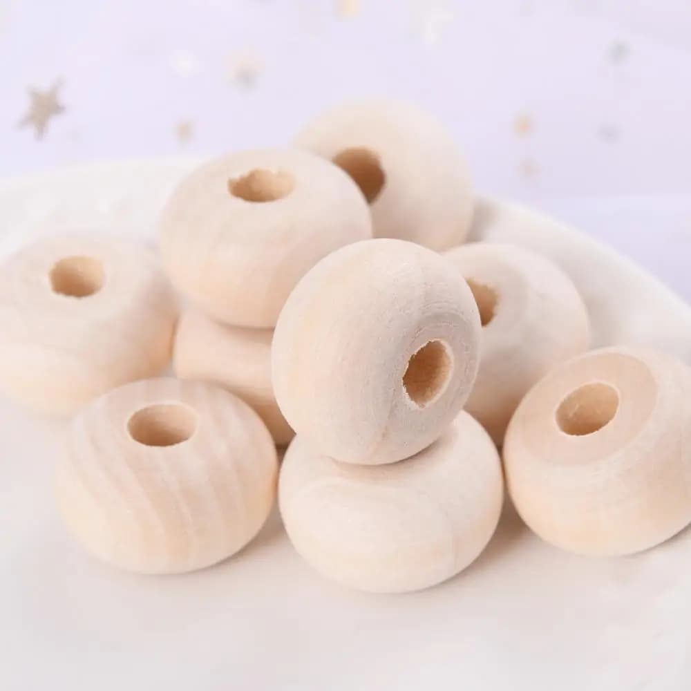 10-30 pièces 14/20/24mm perles en bois naturel écologique sans plomb plat entretoise perles en bois en vrac bricolage pour la fabrication de bijoux à la main