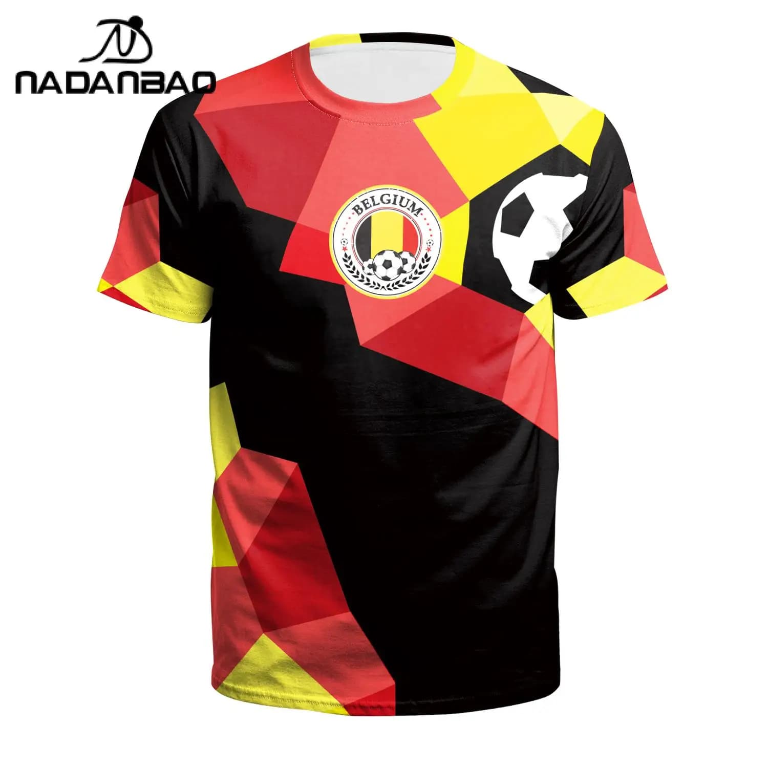 NADANBAO-T-Shirt à Manches Courtes et Col Rond pour Homme, Haut Décontracté et Respirant, Équipe de Belgique 3D de Football, Été 2022