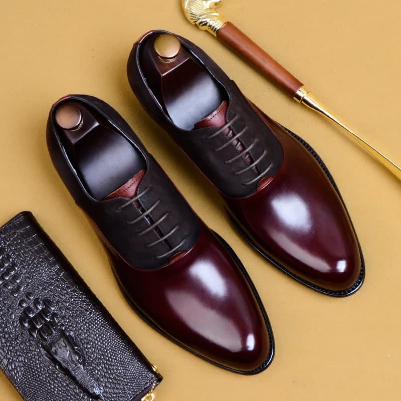Brogue en cuir de vache véritable pour hommes d'affaires, chaussures plates décontractées, Vintage, faites à la main, Oxford, noir, bordeaux, 2024