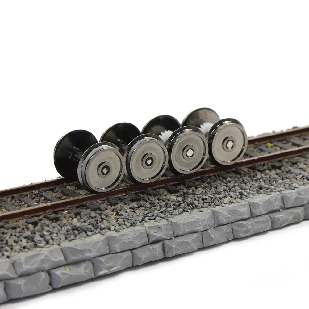 2 paires de roues à courant continu en métal, échelle HO 1:87 48 pouces, modèles de trains, roues à courant continu avec engrenage HP0287