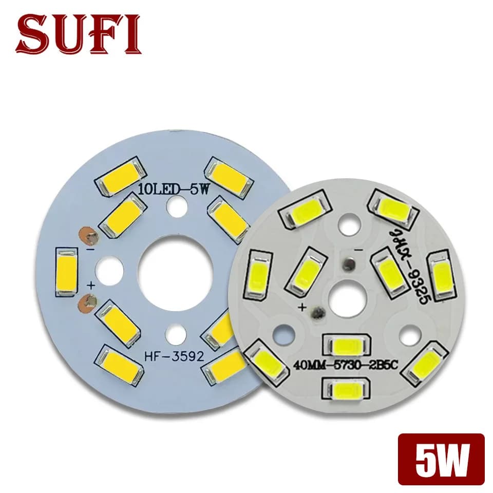 Panneau lumineux LED PCB avec puces SMD5730, plaque de lampe en aluminium pour bricolage, ampoule de plafond, 5W 35mm 40mm 44mm, 10 pièces