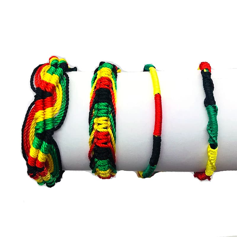 Bracelet d'amitié Rasta fait à la main, en coton et soie, Reggae jamaïque surfeur Boho, bijoux réglables