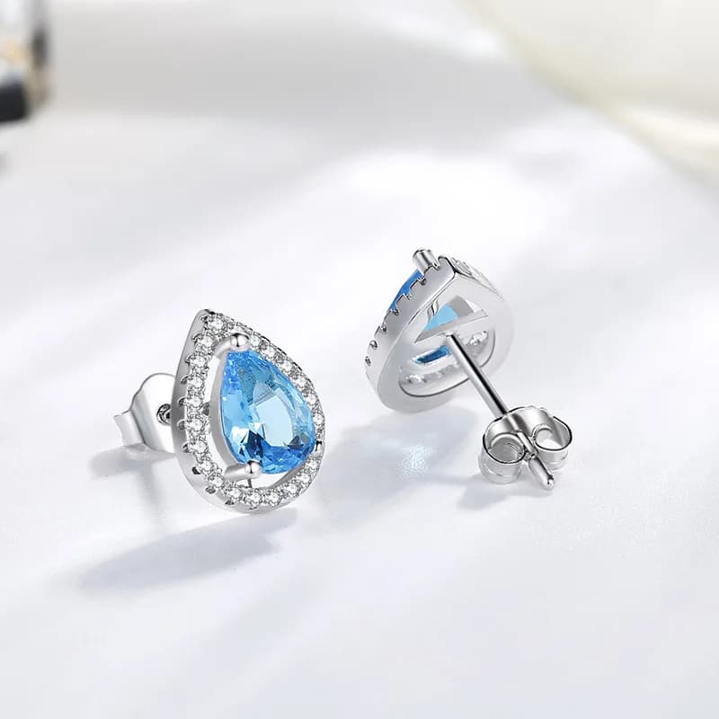 Boucles d'oreilles en argent 925 pour femmes, topaze bleue, pierres précieuses saphir, grenat, goujon de bijoux, mode 925