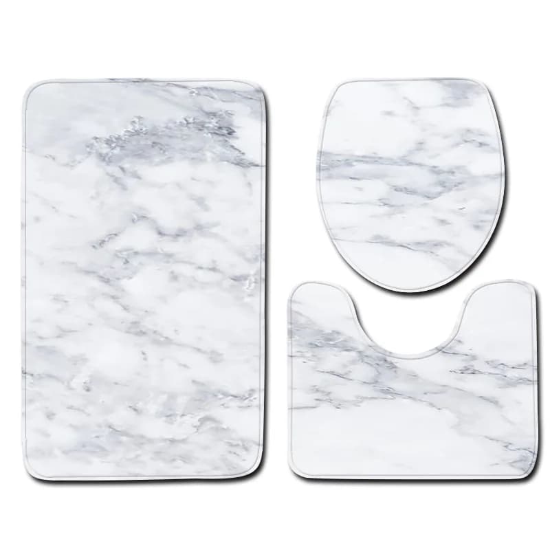 Tapis de sol en marbre pour décoration de salle de bain, tapis de porte, tapis imperméable, housse de siège de toilette, ensemble de 3 pièces