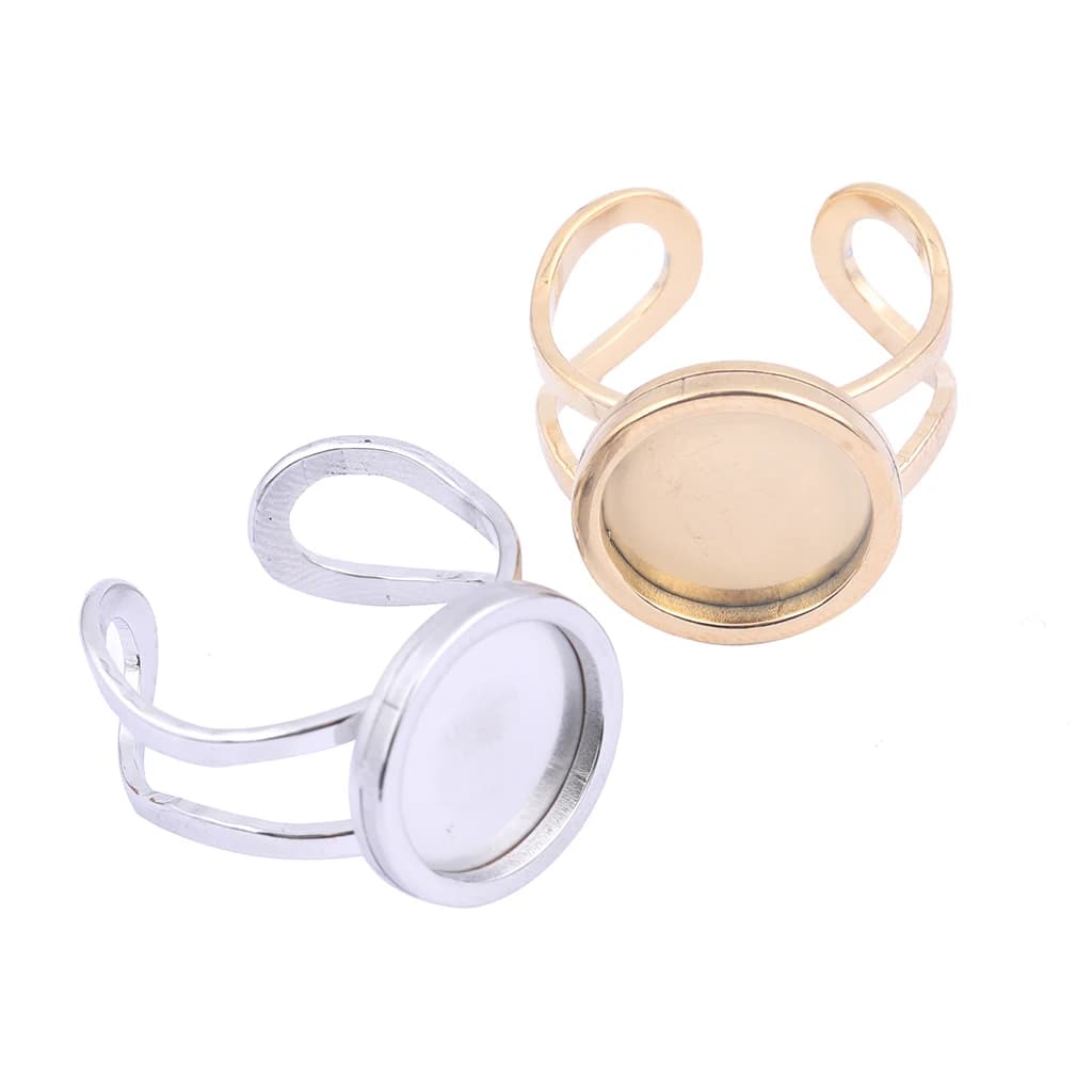 5 pièces en acier inoxydable 10mm 12mm Cabochon anneau lunette réglage vierges bricolage bague Bases pour fournitures de fabrication de bijoux