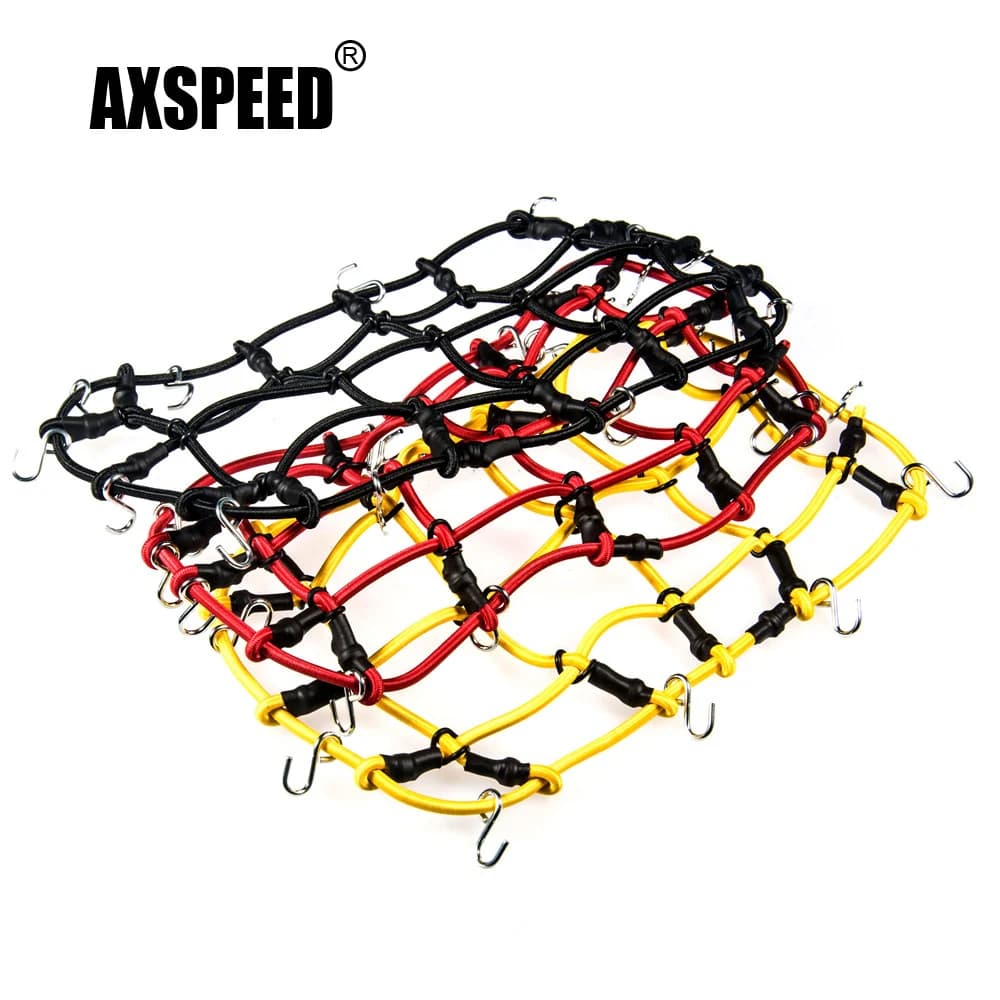 AXSPEED – support de toit de rangement, corde en caoutchouc élastique, filet de porte-bagages pour Axial SCX10 TRX4 Tamiya 1/10 RC voiture camion