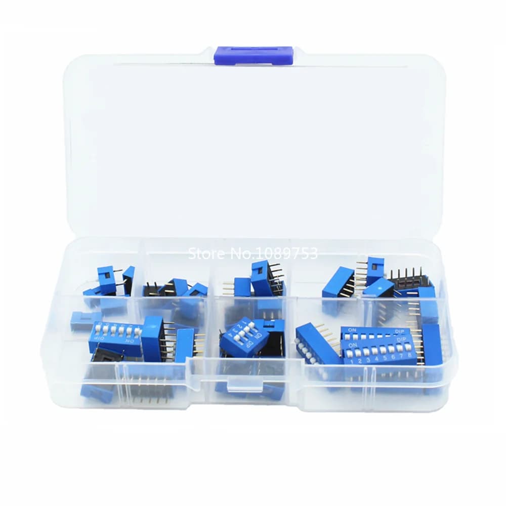 Interrupteur à bascule bleu, 35 pièces/lot, 1 2 3 4 5 6 8 voies, 2.54mm, Kit mixte, 5 pièces, ensemble combiné