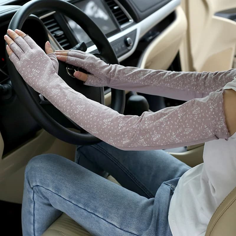 Gants de protection solaire longs d'été pour femmes, demi-doigt respirant, bras de conduite et de conduite, manchons de protection solaire