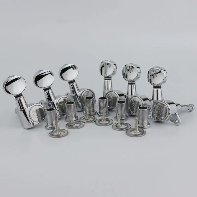 NOUVEAU : mécanismes d’accordage pour guitare électrique Wilkinson CR WJN05, modèle 1:19, mini mécanisme d’accordage ovale pour modèles ST et TL, chevilles d’accordage argentées (avec emballage).