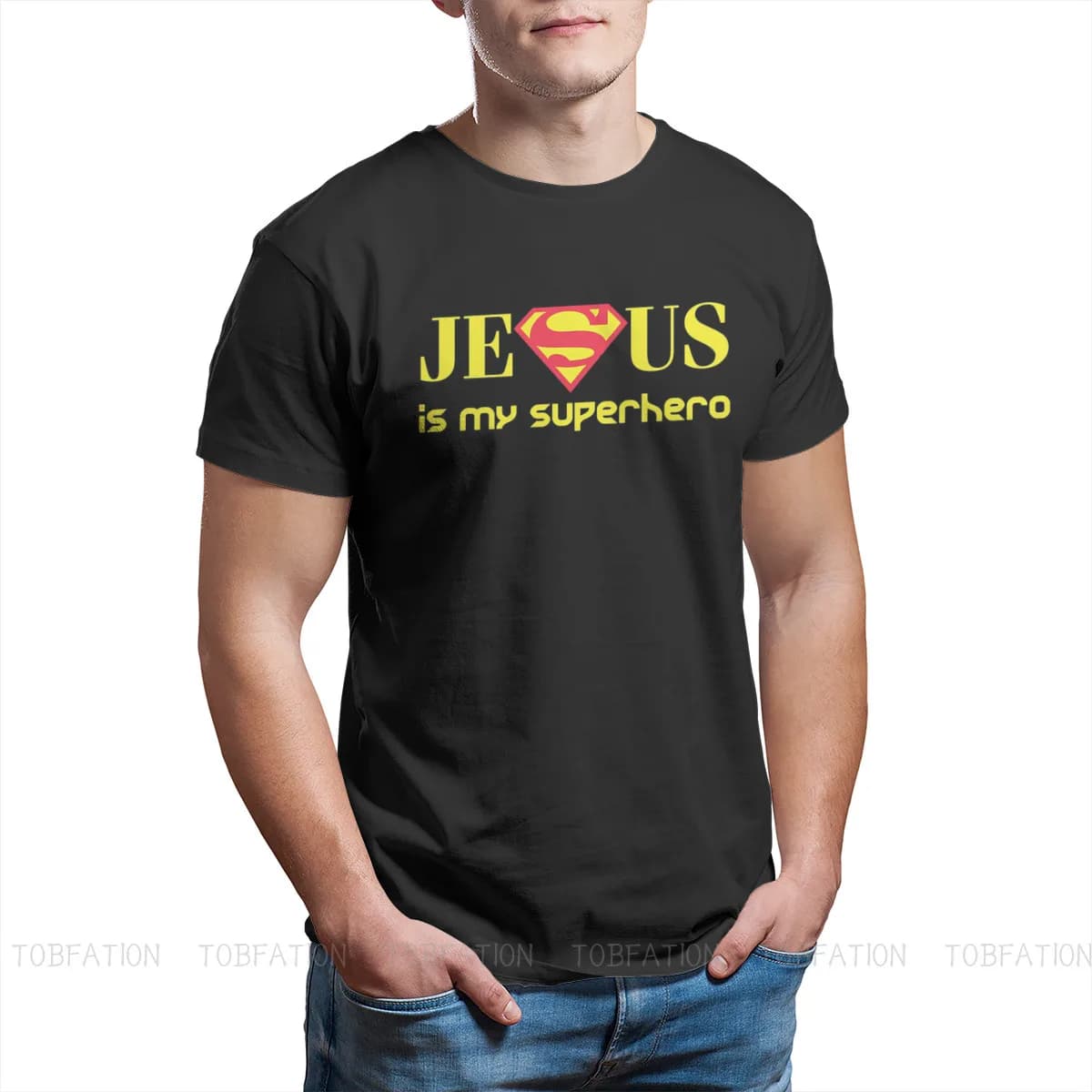 T-shirt graphique Harajuku pour homme, haut religieux, Jésus appelle mon sourire, héros essentiel, confort, pur coton, 2021